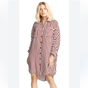 Free People Faithfull The Brand Spencer Shirt Dress In Zeus Stripe Print Maroon